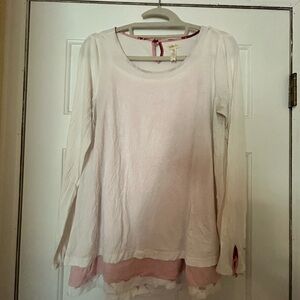 Matilda Jane White and pink layered Top size medium